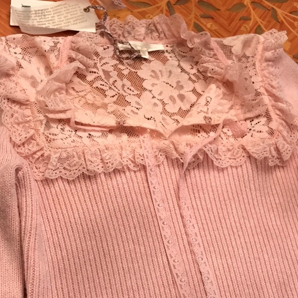 LoveShackFancy Bellini wool blend knit ribbed Pink long sleeve mini Dress Sz.XS. - Picture 12 of 16